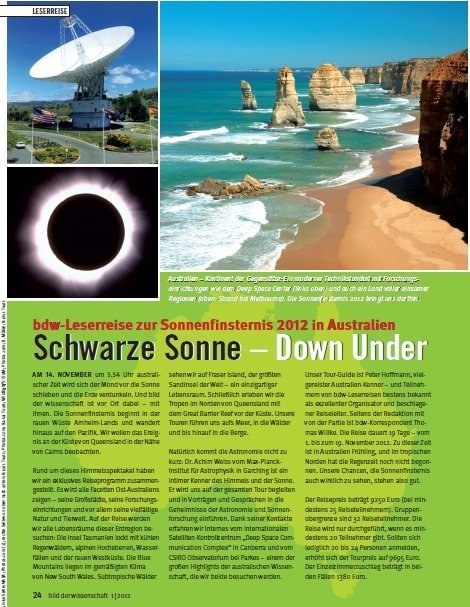 NOVEMBER 2012: SCHWARZE SONNE – DOWN UNDER