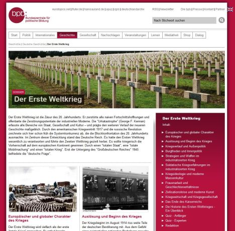 Erster Weltkrieg: Online-Dossier zur „Urkatastrophe“