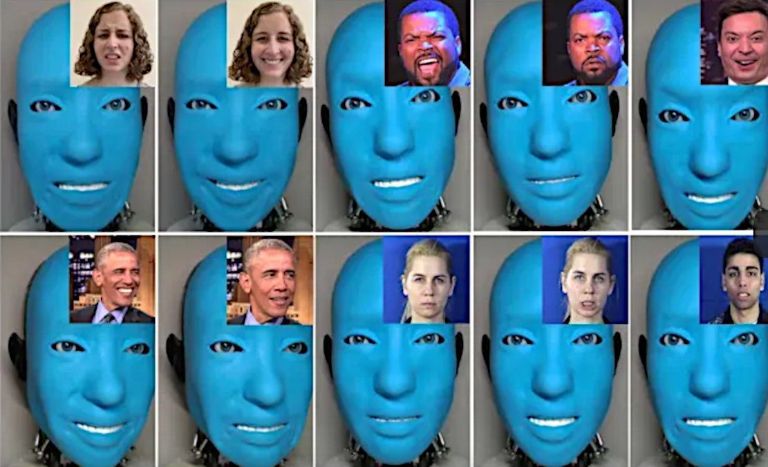 Robotergesicht spiegelt Mimik