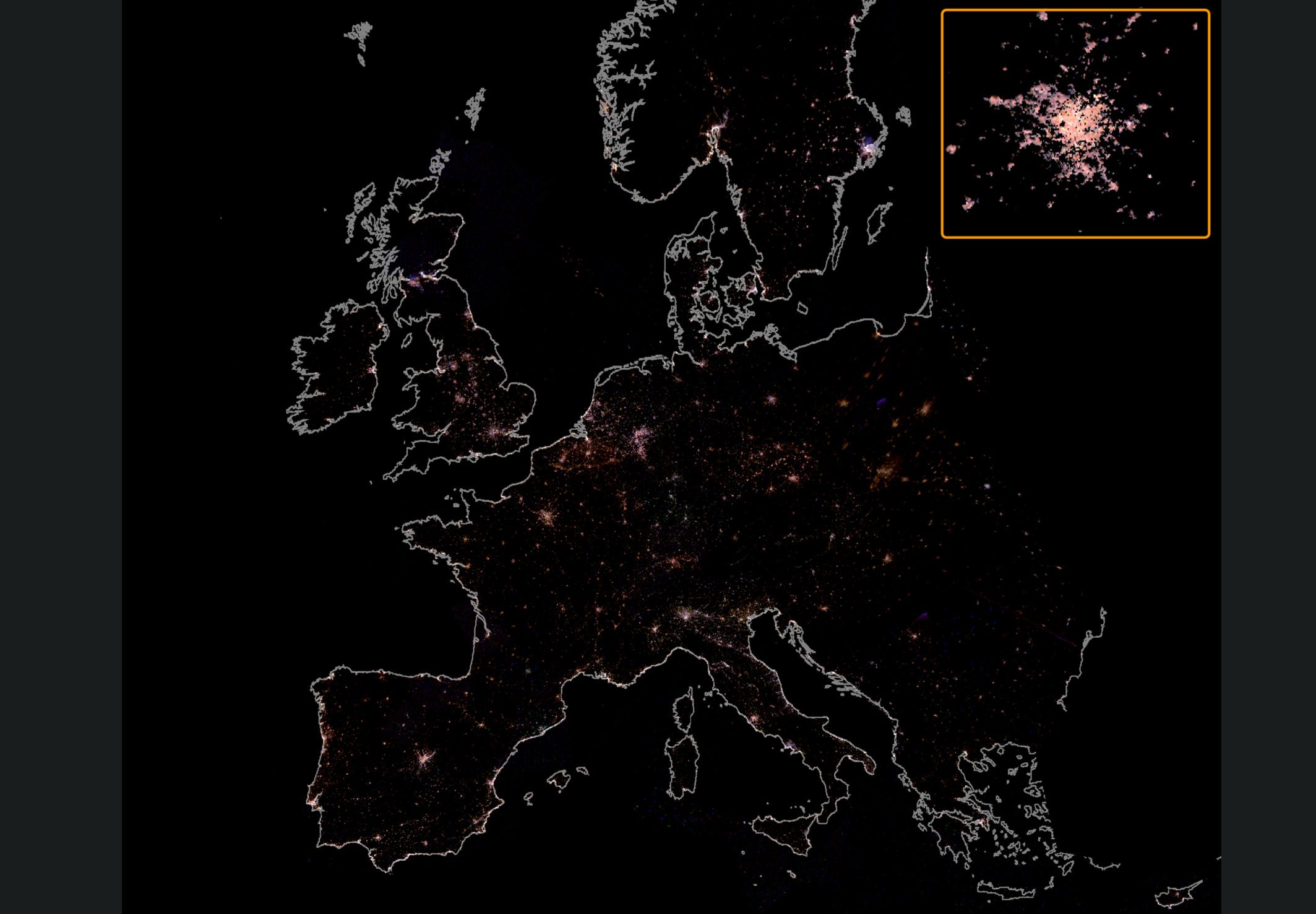 Europa leuchtet nachts bläulicher