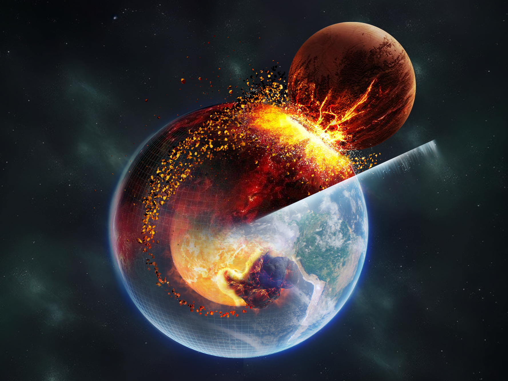 Spuren des Mond-bildenden Einschlags im Erdmantel