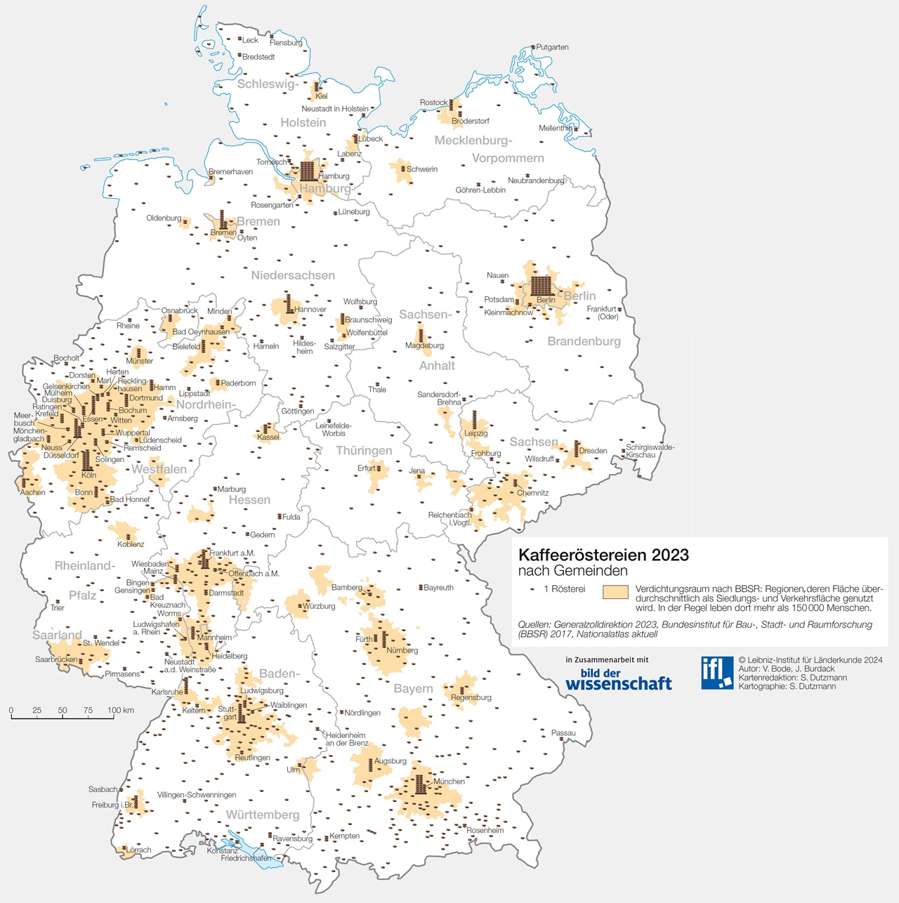 Ballungszentren der braunen Bohnen