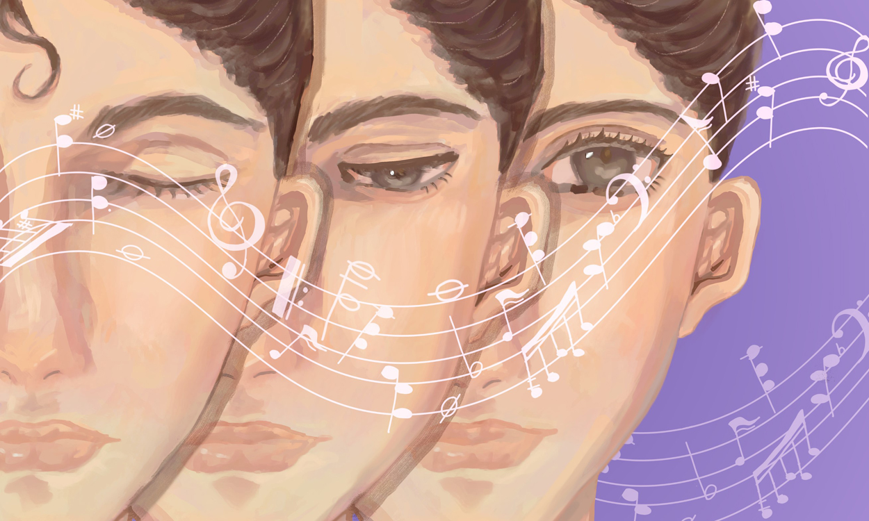 Menschen blinzeln im Takt der Musik