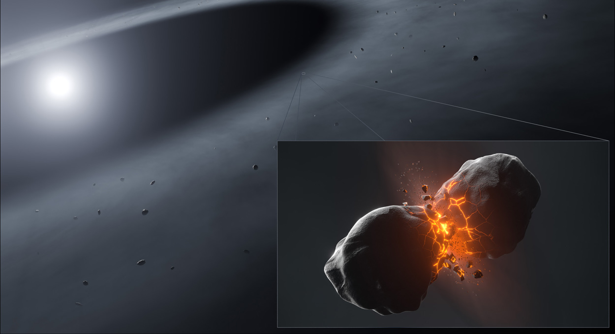 Gleich zwei kosmische Kollisionen um nahen Stern