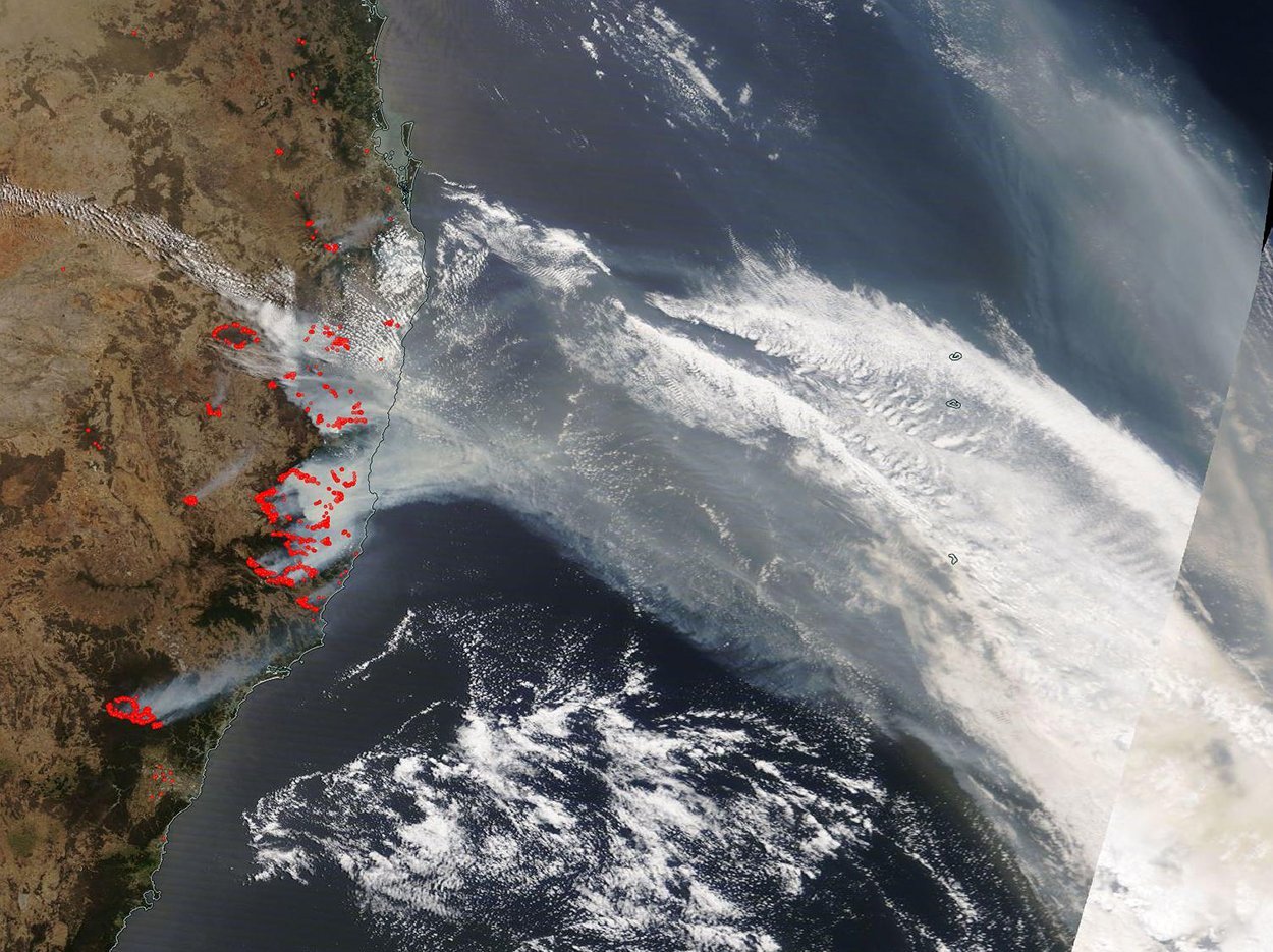 Buschfeuer in Australien aus dem All