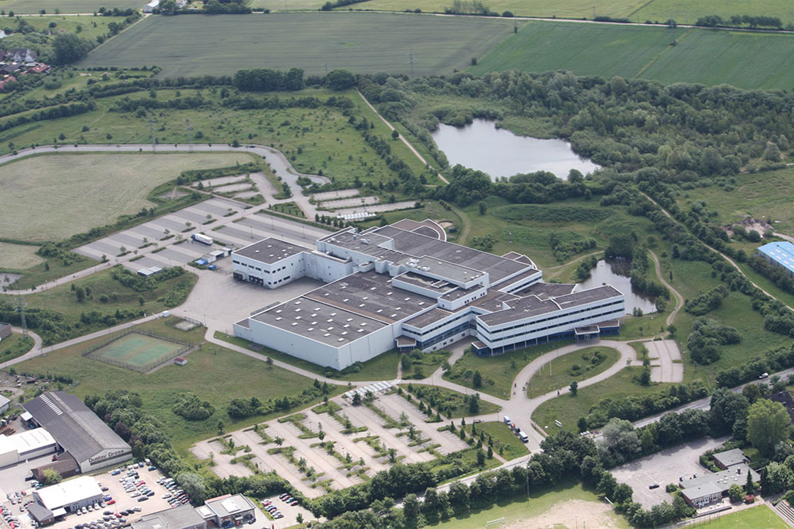 Luftbild des Danfoss-Werkes in Flensburg