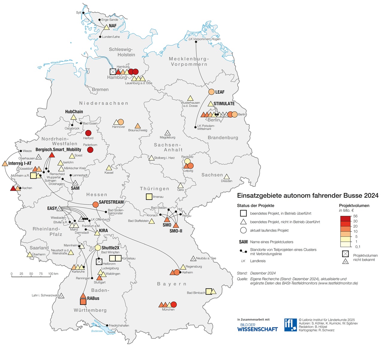 Deutschlandkarte Autonom fahrende Busse 07/2025