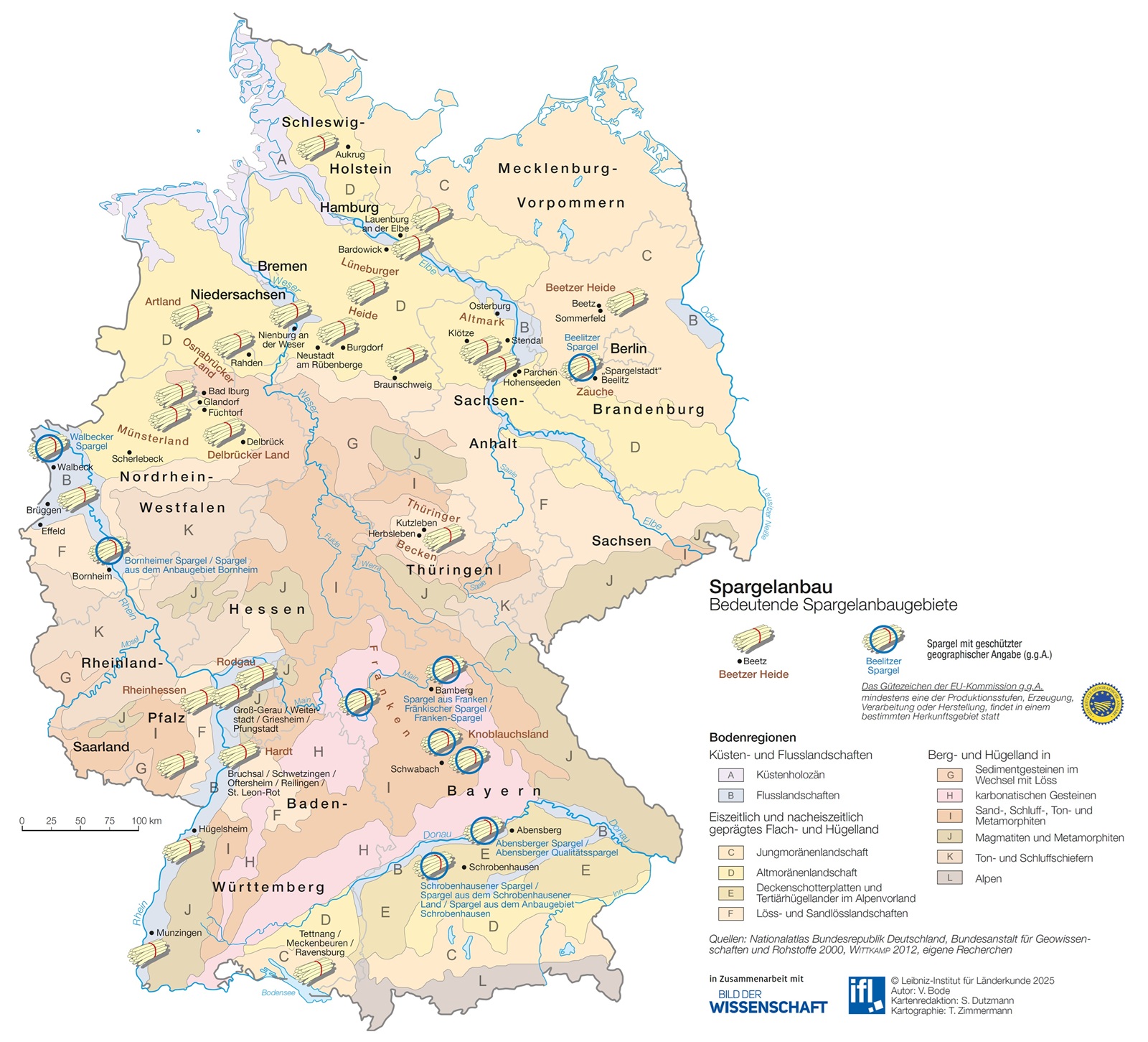 Deutschlandkarte Spargelanbaugebiete 05/2025
