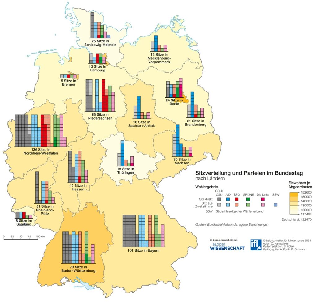 Deutschlandkarte zur Wahlkreisbildung zum 21. Deutschen Bundestag , 06/2025