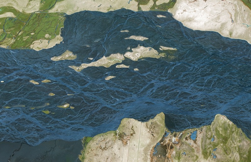 Der Gletscherfluss Islands wird durch Schmelzwasser eines Gletschers gespeist. (Foto: eoVision 2017/European Space Imaging 2017)
