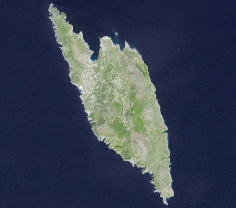 Die griechische Insel Antikythera liegt nur unweit nordwestlich von Kreta. Foto: NASA Earth Observatory