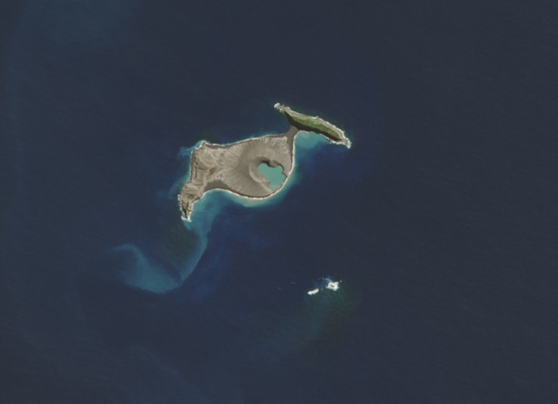 Diese Insel im polynesischen Königreich Tonga entstand durch einen Vulkanausbruch im Dezember 2014. Foto: NASA Earth Observatory