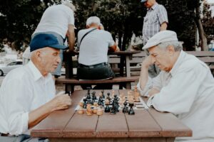 Schachspieler im Park