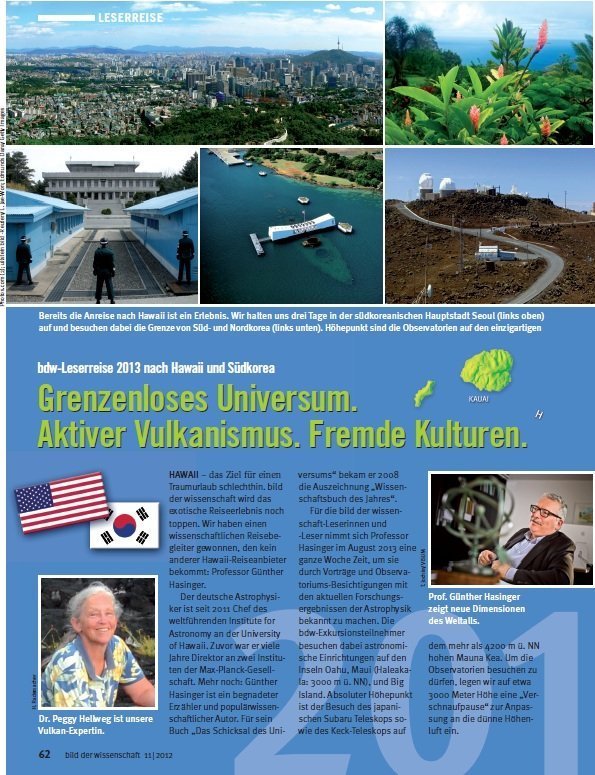 AUGUST 2013: GRENZENLOSES UNIVERSUM. AKTIVER VULKANISMUS. FREMDE KULTUREN.
