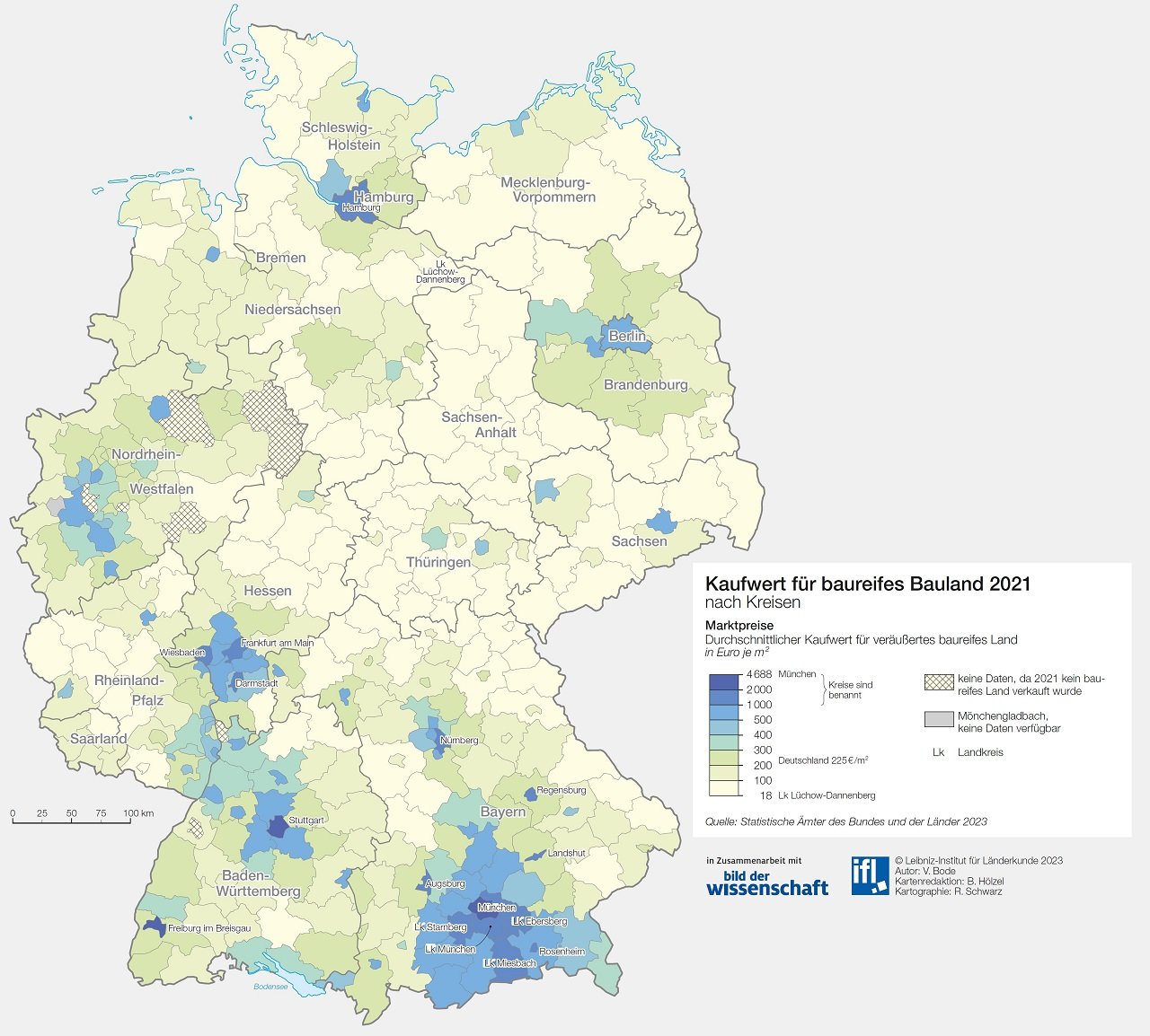 Große Unterschiede bei Grundstückspreisen
